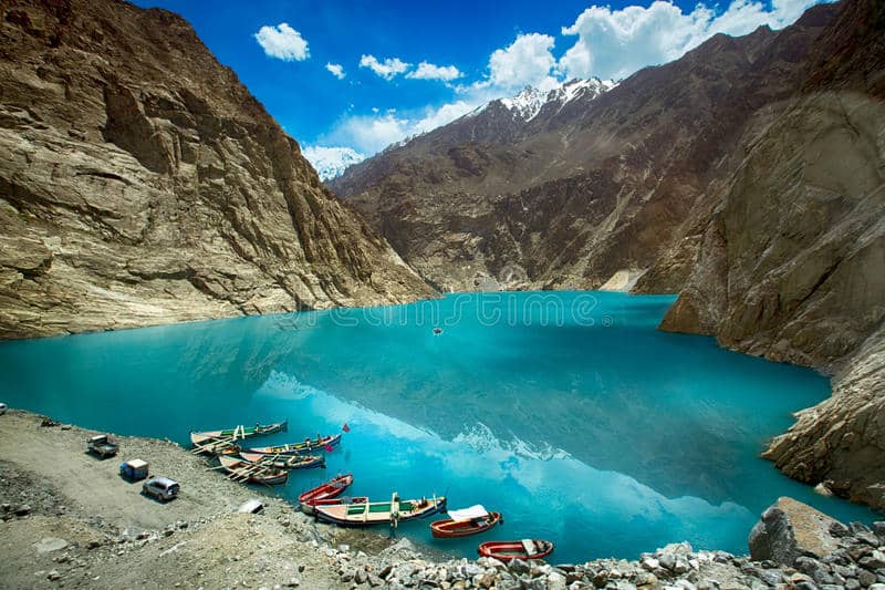 attabad lake pakistan ferry port village 93671604